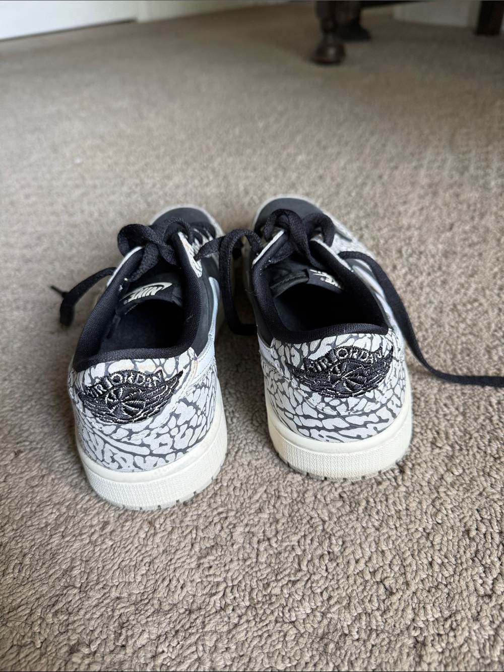 Jordan Women's Black & White Crackle Low Top Sneakers - Picture 2 of 6